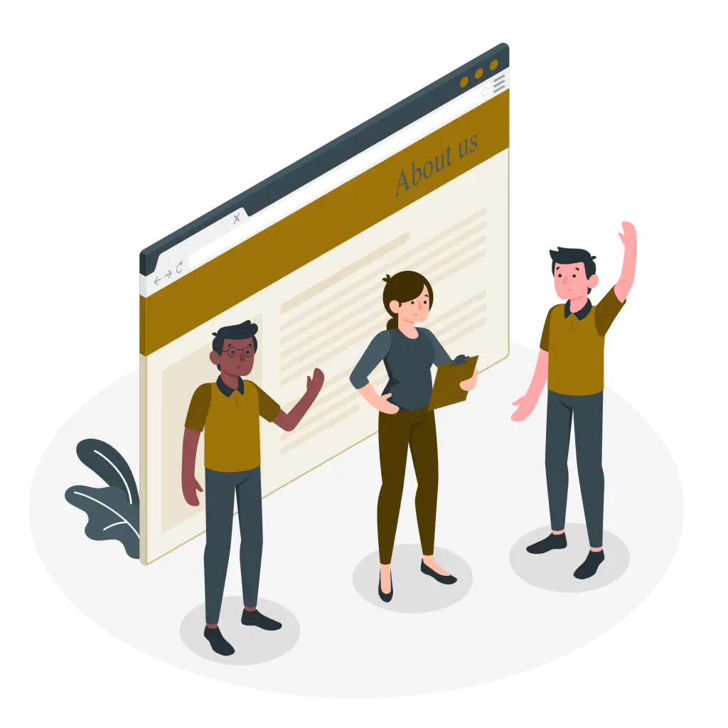 Ilustrasi tim profesional jasa pembuatan website travel dan company profile